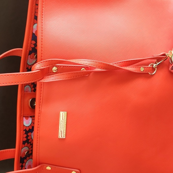 NWOT ❗️ Trina Turk red and blue large shoulder tote with matching pocketbook - Picture 7 of 17